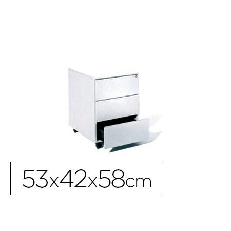Armario Metalica Rocada com Tres Gavetas Serie Store 58X40X59,5 Cm Acabamento Ac13 Branco/Branco