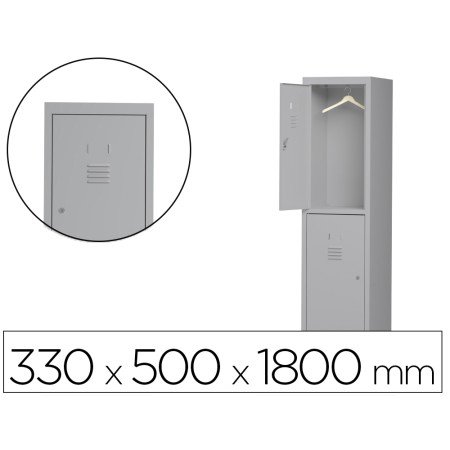 Armario Metalico Rocada 300 1 Modulo 2 Portas Cinza 330X500X1800 Mm