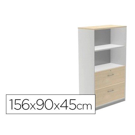 Armario Rocada com Dois Estantes E Dois Gavetas Inferiores Serie Store 156X90X45 Cm Acabamento Ab02 Aluminio/Cinza