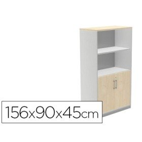 Armario Rocada com Dois Estantes E Dois Portas Inferiores Serie Store 156X90X45 Cm Acabamento Ab01 Aluminio/Faia