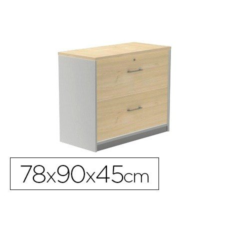 Armario Rocada com Dois Gavetas Serie Store 78X90X45 Cm Acabamento Ab01 Aluminio/Faia