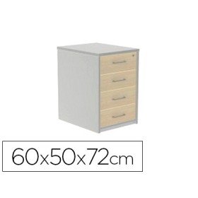 Armario Rocada com Quatro Gavetas Serie Store 60X50X72 Cm Acabamento Ab01 Aluminio/Faia