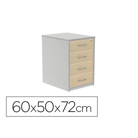 Armario Rocada com Quatro Gavetas Serie Store 60X50X72 Cm Acabamento Ab01 Aluminio/Faia