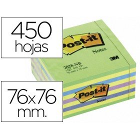 Bloco de Notas Adesivas Post-It 76X76 Mm Cubo Cor Azul E Verde 450 Folhas