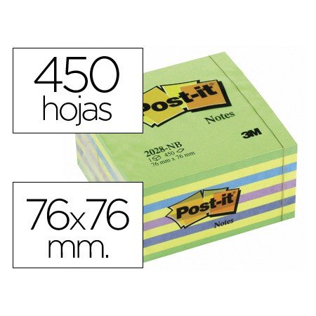 Bloco de Notas Adesivas Post-It 76X76 Mm Cubo Cor Azul E Verde 450 Folhas