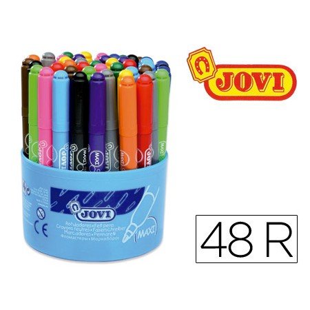 Boiao de 48 Marcadores Ponta Grossa, com 12 Cores de 4 Cada Cor, Ponta de 13 Mm Jovi Maxi