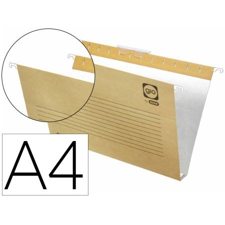 Capas de Suspensao Gio Din A4 Visor Superior Corto Cristal Kraft Bicolor Eco Lombada 30 Mm