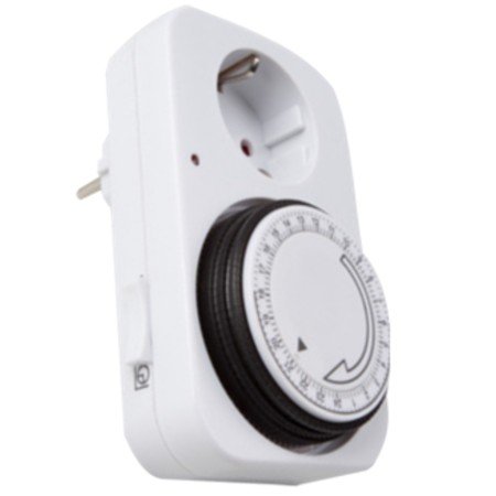 Programador analógico eletrônico prata - 24 horas - 3600w - 250v - 16a - 50hz - ip 20 - ajustável 15 minutos - 24h preto