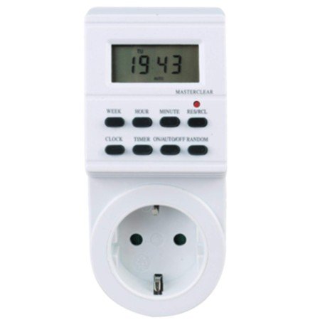Programador digital eletrônico prata - semanal - 3600w - 250v - 16a - 50hz - ip 20 - multifuncional ajustável
