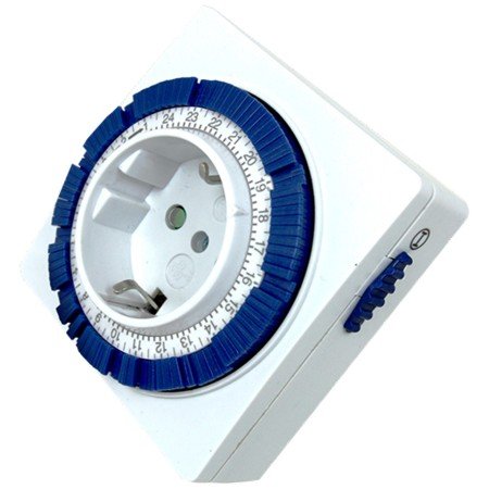 Programador eletrônico analógico prata - 24 horas - 3600w - 250v - 16a - 50hz - ip 20 - ajustável 15 minutos - 24h