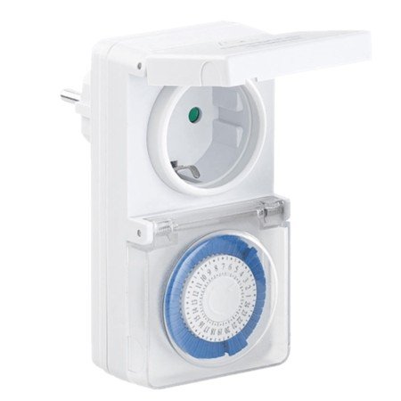 Programador eletrônico analógico prata - 24 horas - 3600w - 250v - 16a - 50hz - ip 44 - ajustável 30 minutos - 24h