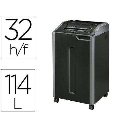 Destruidora de Documentos Fellowes 425Ci Capacidade de Corte 32 Folhas Seguranca P4 Cesto 114 L Destroi Agrafes Clips E