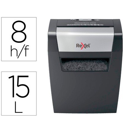 Destruidora de Documentos Rexel Momentum X308 Capacidade de Corte 8 Folhas Destroi Agrafes E Clips 15 Litros