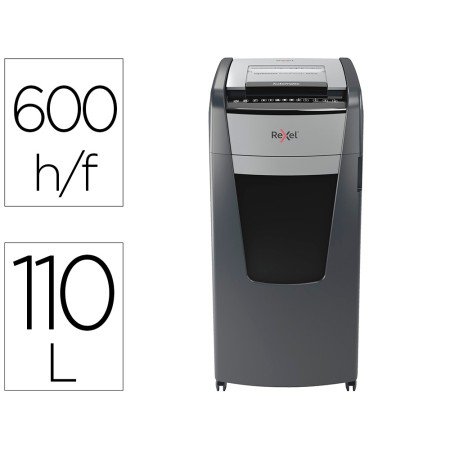 Destruidora de Documentos Rexel Optimum Auto+ 600X Eu Capacidade 600 Folhas Particulas Destroi Agrafes Clips E Cartoes