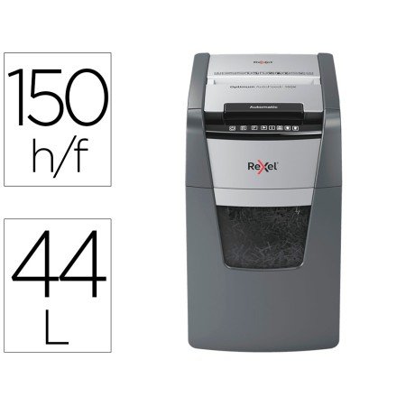 Destruidora de Documentos Rexel Optimum Autofedd+ 150X Eu Capacidadee de Corte 150 Folhas Destroi Agrafes E Clips 44 Lit