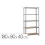 Estante Metalica Simonrack Mader Click Mini 5/400 Cor Cinza/Madeira 5 Prateleiras 150 Kg Por Prateleiras 180X80X40 Cm