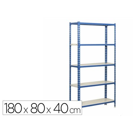 Estante Metalica Simonrack Simon Click Mini 5/400 Cor Azul/Branco 5 Prateleiras 180 Kg Por Prateleiras 180X80X40 Cm