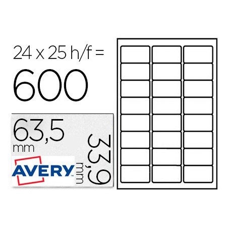 Etiqueta Adesiva Avery Para Congelador Branca 63,5X33,9 Mm Tinteiro Laser E Fotocopiadora Pack de 600