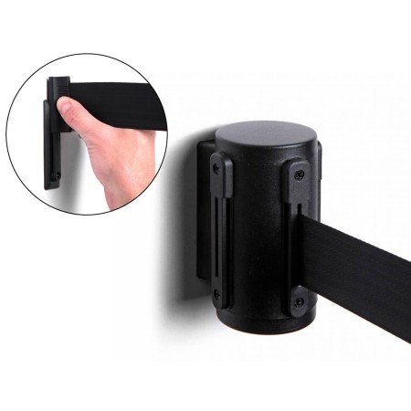 Fita Extensivel de Parede Separadora Retratil de 3 Mt Clips em Ambos Lados E Clip Dereceção Cor Preto