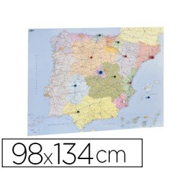 Mapa Parede Faibo Espanha E Portugal Plastificiado Enrolado 98X134 Cm