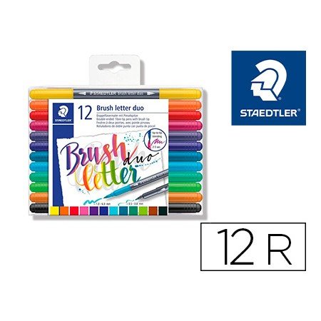 Marcador Staedtler 3004 Dupla Ponta Para Hand Lettering Estojo de 12 Unidades Cores Sortidas