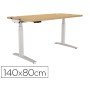 Mesa de Escritorio Fellowes Levado Base Metal Aco Pintado Sistema Eletrico Regulavel Altura Tabuleiro Arce 140 x 80 Cm