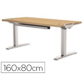 Mesa de Escritorio Fellowes Levado Base Metal Aco Pintado Sistema Eletrico Regulavel Altura Tabuleiro Arce 160 x 80 Cm