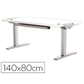 Mesa de Escritorio Fellowes Levado Base Metal Aco Pintado Sistema Eletrico Regulavel Altura Tabuleiro Branco 140 x 80 Cm