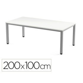 Mesa de Escritorio Rocada Executive 2005Ad04 Aluminio/Branco 200X100 Cm