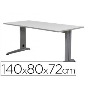 Mesa de Escritorio Rocada Metal 2001Ac02 Aluminio /Cinza 140X80 Cm
