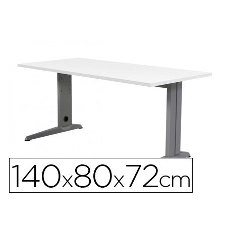 Mesa de Escritorio Rocada Metal 2001Ac04 Aluminio /Branca 140X80 Cm