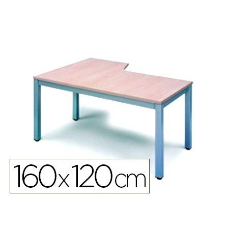 Mesa de Escritorio Rocada Serie Executive Forma em L Direita 160X120 Cm Acabamento Ad01 Aluminio/Faia