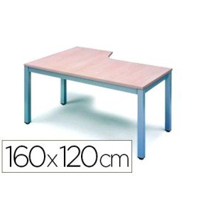 Mesa de Escritorio Rocada Serie Executive Forma em L Direita 160X120 Cm Acabamento Ad02 Aluminio/Cinza
