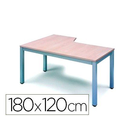 Mesa de Escritorio Rocada Serie Executive Forma em L Direita 180X120 Cm Acabamento Ad02 Aluminio/Cinza