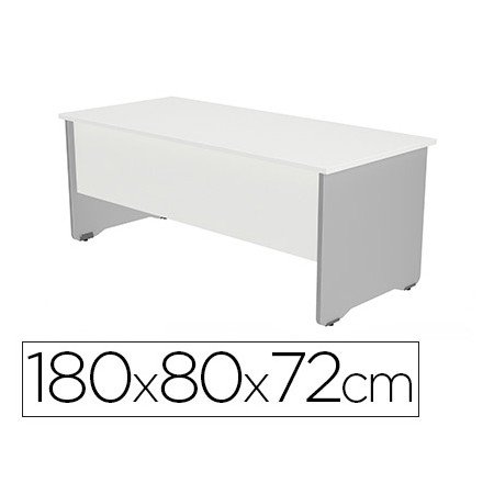 Mesa de Escritorio Rocada Serie Work 180X80 Cm Acabamento Ab04 Aluminio/Branco