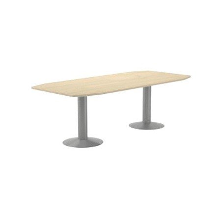 Mesa de Reuniao Rocada Meeting 3003At04 Estrutura com Coluna Duplo Aco Cinza Tabuleiro em Madeira Branco 220X100X72 Cm