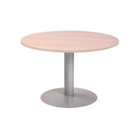 Mesa de Reuniao Rocada Meeting 3006At02 Estrutura Coluna Aco Cinza Tabuleiro em Madeira Cinza 120 Cm Diametro