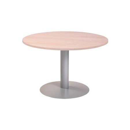 Mesa de Reuniao Rocada Meeting 3006At04 Estrutura Coluna Aco Cinza Tabuleiro em Madeira Branco 120 Cm Diametro