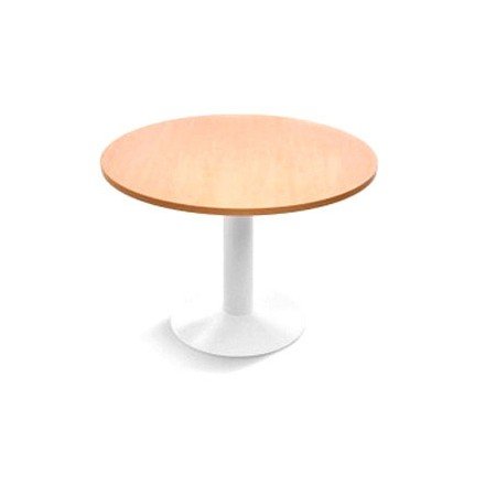 Mesa de Reuniao Rocada Meeting 3006Atw01 Estrutura Coluna Aco Branco Tabuleiro em Madeira Faia 120 Cm Diametro