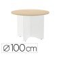 Mesa de Reunioes Rocada Redonda 3005Aw01 Estrutura Madeira Sobre Laminas Cor Branco Tabuleiro Faia 100Cm Diametro