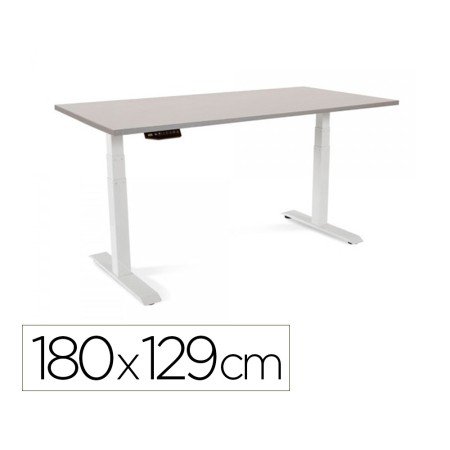 Mesa Rocada Regulavel em Altura Electricamente Ate 129 Cm Estrutura de Aco No Tampo 180 Cm Cor Cinza