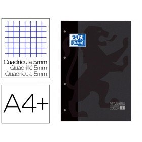 Recarga Cor 1 Oxford Din A4+ 80 Folhas 90 Gr Quadricula 5 Mm 4 Furos Cor Preto