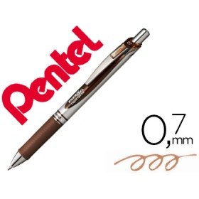 Roller Pentel Bl77 0,7 Mm Energel Retratil Castanho