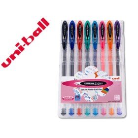 Roller Uni Ball Um-120 Sign0 0,7 Mm Tinta Gel Estojo de 8 Cores Basicas