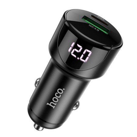 Carregador de Isqueiro USB-A + Tipo-C de 15W Hoco Z42 - Preto