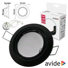 Aro Redondo Ajustável Cónico Preto P/ Mr16-Gu10 Avide