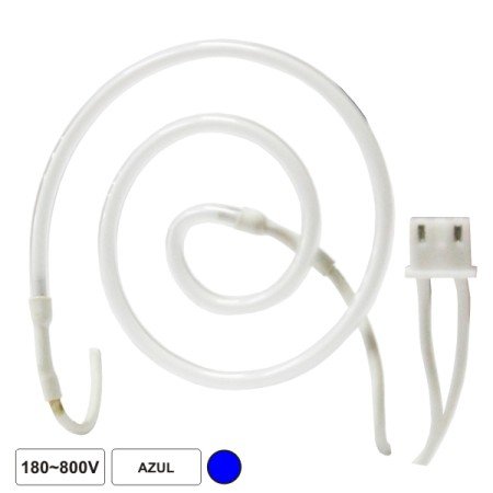 Lâmpada Tubular 180-800V Néon Espiral Azul