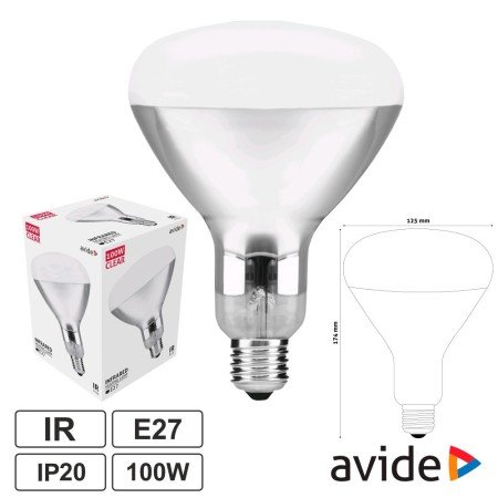 Lâmpada E27 100W Infravermelhos Topo Branco Avide