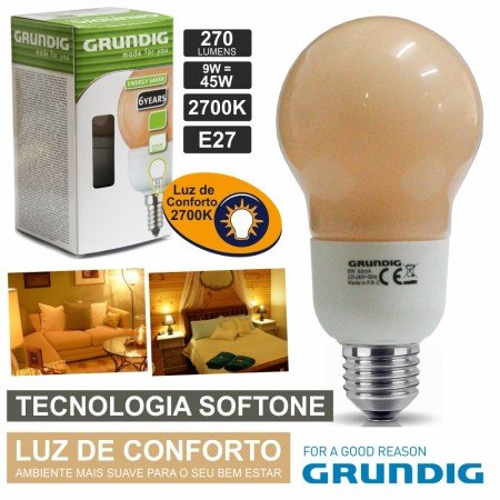 Lâmpada E27 9W45W 230V Eco Tec. Softone 270Lm Grundig