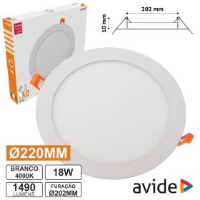 Painel Leds Redondo 18W 220Mm 4000K 1490Lm Avide